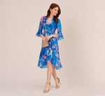 Floral-Print Chiffon Short Wrap Dress In Blue Multi 1