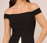 Colorblock Off The Shoulder Wide Leg Jumpsuit In Black Ivory 4