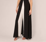 Colorblock Off The Shoulder Wide Leg Jumpsuit In Black Ivory 5