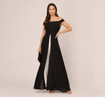 Colorblock Off The Shoulder Wide Leg Jumpsuit In Black Ivory 2