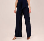 Stretch Jersey Twist-Front Jumpsuit With Overlay In Midnight In Midnight 1