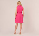 Plus Size Crepe Tuxedo Short Faux Wrap Dress In Cabaret Pink 5