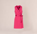 Plus Size Crepe Tuxedo Short Faux Wrap Dress In Cabaret Pink 8