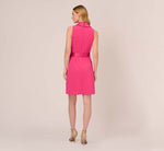 Crepe Tuxedo Short Faux Wrap Dress In Cabaret Pink 5