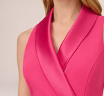 Crepe Tuxedo Short Faux Wrap Dress In Cabaret Pink 3