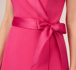Crepe Tuxedo Short Faux Wrap Dress In Cabaret Pink 4