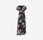 Metallic Floral-Print Chiffon And Jersey Cropped Jumpsuit With Overlay In Black Multi 5
