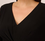Plus Size Long Sleeve Jersey Jumpsuit With Chiffon Details In Black 4