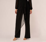 Long Sleeve Jersey Jumpsuit With Chiffon Details In Black 4