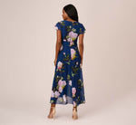 Floral Print Chiffon Cropped Jumpsuit In Navy Multi 5