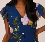 Floral Print Chiffon Cropped Jumpsuit In Navy Multi 3