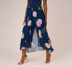 Floral Print Chiffon Cropped Jumpsuit In Navy Multi 4