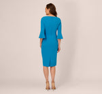 Stretch Knit Crepe Tie-Front Midi-Length Sheath Dress In Deep Cerulean 5