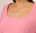 Plus Size Stretch Knit Crepe Tie-Front Midi-Length Sheath Dress In Faded Rose 3