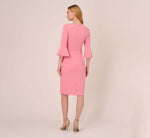 Stretch Knit Crepe Tie-Front Midi-Length Sheath Dress In Faded Rose 5