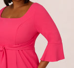 Plus Size Stretch Knit Crepe Tie-Front Midi-Length Sheath Dress In Camellia 4