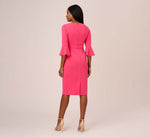 Stretch Knit Crepe Tie-Front Midi-Length Sheath Dress In Camellia 6
