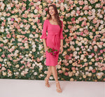 Stretch Knit Crepe Tie-Front Midi-Length Sheath Dress In Camellia 1