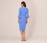 Stretch Knit Crepe Tie-Front Midi-Length Sheath Dress In Precious Peri 5