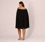 Plus Size Off The Shoulder Cape Dress In Black 5