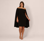 Plus Size Off The Shoulder Cape Dress In Black 2