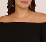 Plus Size Off The Shoulder Cape Dress In Black 4