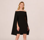 Off The Shoulder Cape Dress In Black 2
