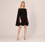 Off The Shoulder Cape Dress In Black 7