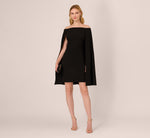 Off The Shoulder Cape Dress In Black 1