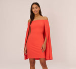 Off The Shoulder Cape Dress In Calypso Coral 2