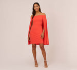 Off The Shoulder Cape Dress In Calypso Coral 6