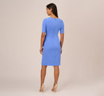 Draped Ruffle Crepe Dress With Short Sleeves In Precious Peri 5