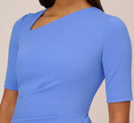 Draped Ruffle Crepe Dress With Short Sleeves In Precious Peri 3