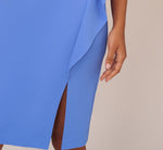 Draped Ruffle Crepe Dress With Short Sleeves In Precious Peri 4