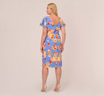 Plus Size Flutter Sleeve Floral Print Dress With Tie Front In Peri Multi 5