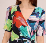 Floral Knotted Sheath Dress With Elbow-Length Sleeves In Dark Navy Multi 3