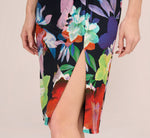 Floral Knotted Sheath Dress With Elbow-Length Sleeves In Dark Navy Multi 4
