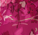 Plus Size Metallic Floral Chiffon Midi Dress With Ruffled Neckline In Raspberry Multi 6
