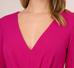 Long Sleeve Crepe Jumpsuit With Tie Front In Hot Orchid 3