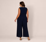 Plus Size Jersey Sleeveless Pintuck Jumpsuit With Wide Legs In Midnight 5