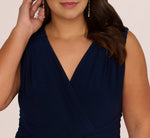 Plus Size Jersey Sleeveless Pintuck Jumpsuit With Wide Legs In Midnight 3