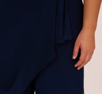 Plus Size Jersey Sleeveless Pintuck Jumpsuit With Wide Legs In Midnight 4