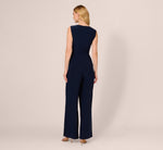 Jersey Sleeveless Pintuck Jumpsuit With Wide Legs In Midnight 5