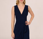 Jersey Sleeveless Pintuck Jumpsuit With Wide Legs In Midnight 3