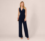Jersey Sleeveless Pintuck Jumpsuit With Wide Legs In Midnight 1