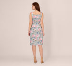 Sleeveless Floral Matelasse Dress With Draped Details In Blue Multi 6
