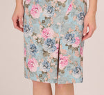 Sleeveless Floral Matelasse Dress With Draped Details In Blue Multi 5