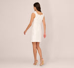 Sleeveless Mikado Cocktail Dress With Flower Trim Neck In Ivory 6