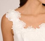 Sleeveless Mikado Cocktail Dress With Flower Trim Neck In Ivory 5