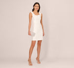 Sleeveless Mikado Cocktail Dress With Flower Trim Neck In Ivory 2